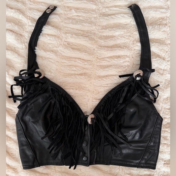 Hillside Leather vintage fringe halter crop top - Picture 1 of 7